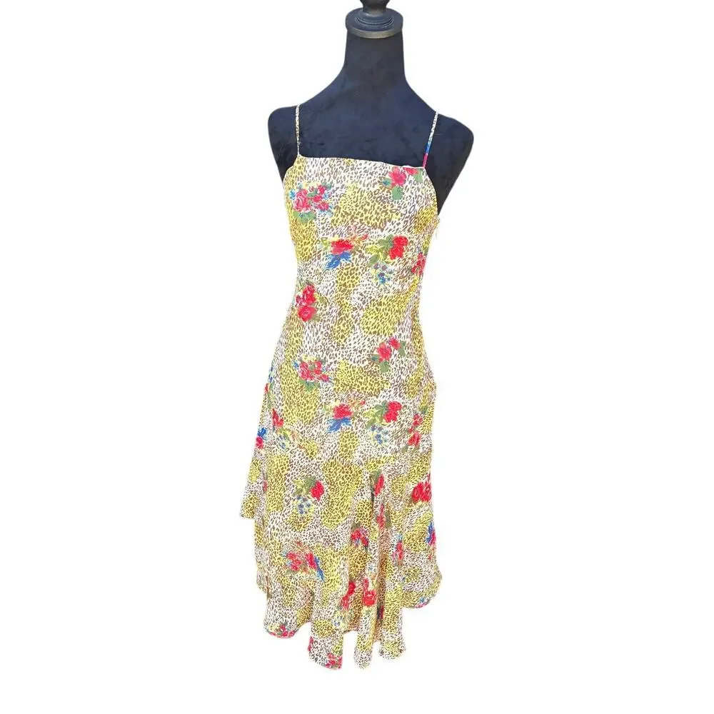 Urban Outfitters Vickie Chiffon Midi Dress Animal Floral Print XS